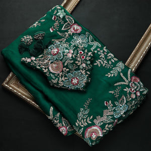 Wonderful P Green Rangoli Silk Saree With Demanding Blouse Piece