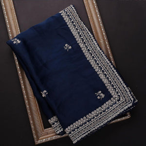 Navy Blue Colour Rangoli Silk Sequence Work Saree With Blouse