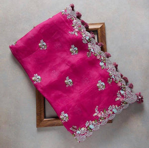 Pink Colour Rangoli Silk Sequence Embroidery Work deasin Saree With Blouse