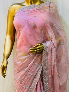 PINK CHIFFON SAREE